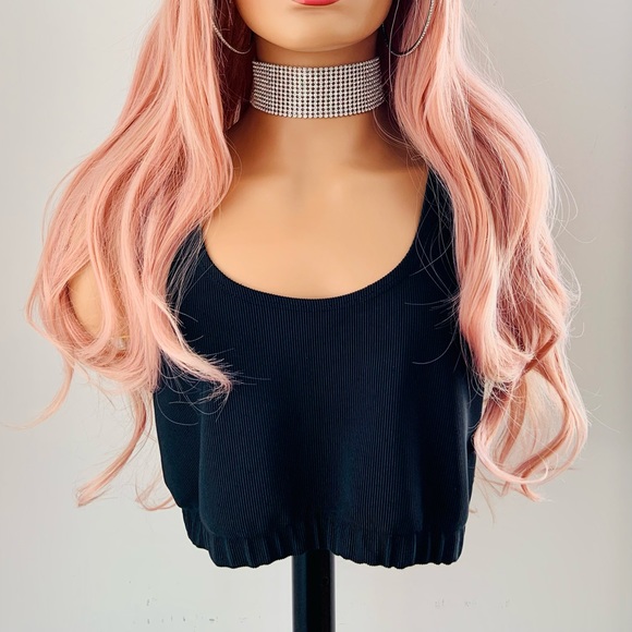 Long 28” Dusty Pink Versatile 13x2.5 Lace Front Premium Synthetic Fiber Wig - Picture 8 of 16